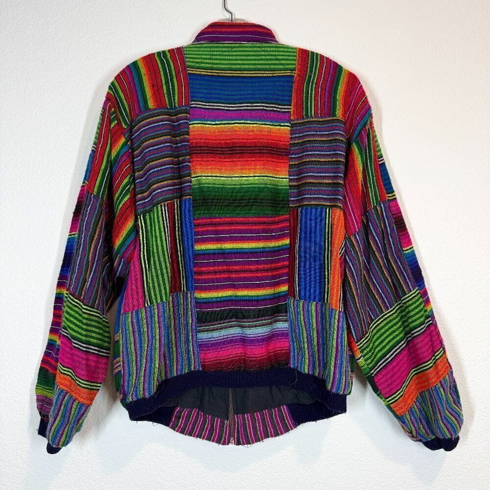 Vintage Patchwork Bomber Jacket 80s Boho Cotton G… - image 3